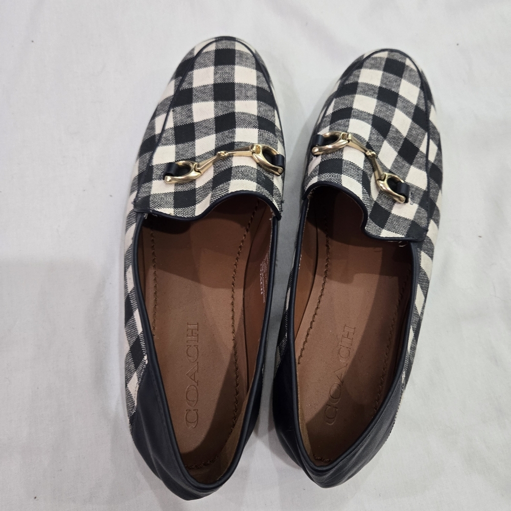 Coach Haley Gingham Loafers navy size 9B - Picture 8 of 10